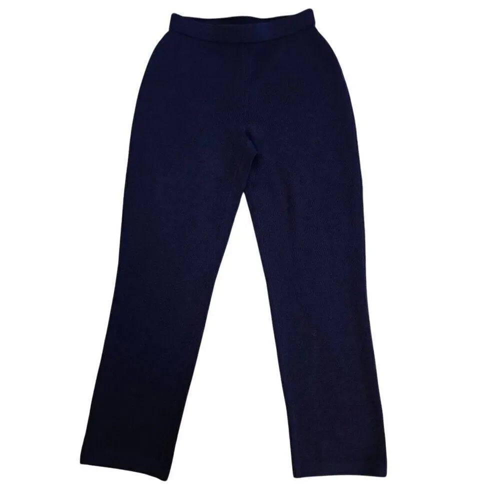 St. John Designer Collection Womens Knit Pull-On Ankle Pants Navy Blue Size 2